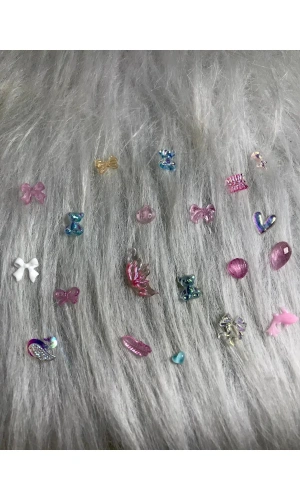 20 Adet Hologramlı ve Karışık Figür Charm Tırnak Süsü