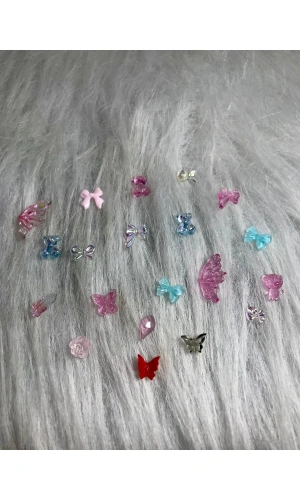 20 Adet Hologramlı ve Karışık Figür Charm Tırnak Süsü