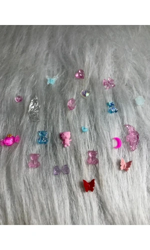 20 Adet Hologramlı ve Karışık Figür Charm Tırnak Süsü