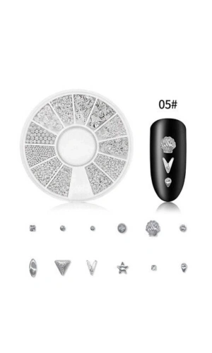 Gümüş Mini Figürlü Nail Art Charm Seti