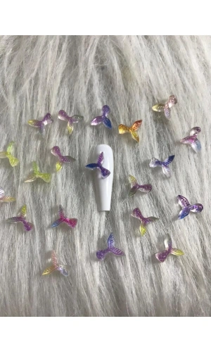 Renkli Deniz Kızı Kuyruğu Figürlü Nail Art Süsü - 20 Adet