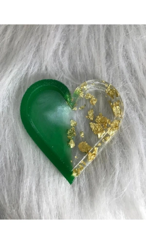 Yeşil Şeffaf Kalp Oje Karıştırma Paleti