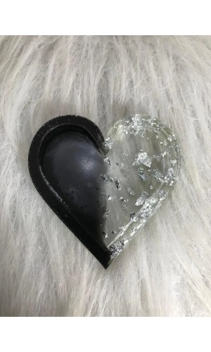 Siyah Şeffaf Kalp Oje Karıştırma Paleti