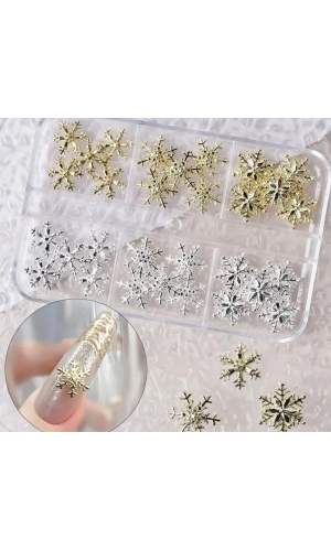 Kar Tanesi Metal Charm Tırnak Süsü Seti
