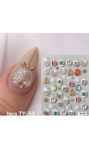 Kar Küresi Tırnak Süsleme Sticker – Yılbaşı Koleksiyonu