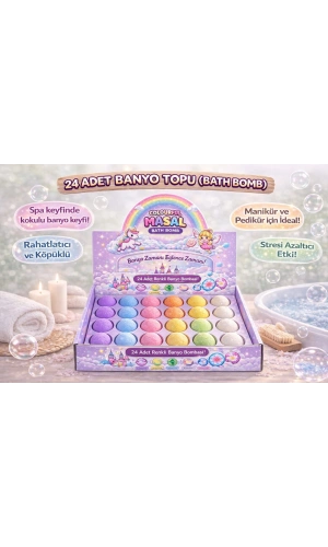 Sağlık Bakanlığı ÜTS Kayıtlı 24 Adet Renkli Banyo Topu – Manikür Pedikür Nem Topu Seti