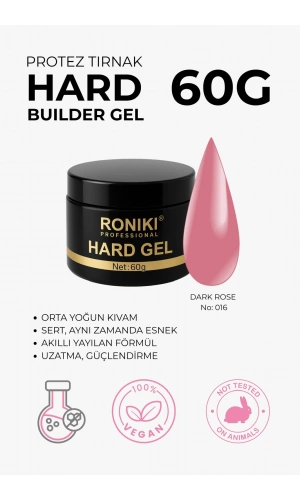 Roniki Professional Builder Jel Dark Rose 016 – 60g Protez Tırnak Yapı Jeli