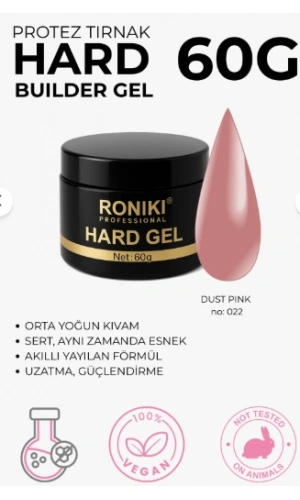Roniki Professional Builder Jel Dust Pink 022 – 60g Protez Tırnak Yapı Jeli