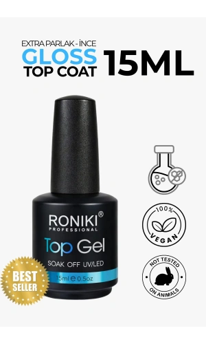 Roniki Professional Gloss Top Coat 15 ML – Extra Parlak Koruyucu Üst Kat