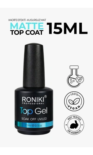 Roniki Matte Mat Top Coat 15 ML – Kadife Etkili Üst Kat (MX520)