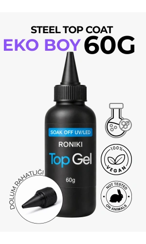 Roniki Professional Steel Top Coat Refill 60G – Yoğun Kıvamlı No Wipe Üst Kat