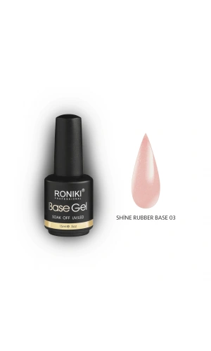 Roniki Shine Rubber Base 03 – Işıltılı Rubber Base Coat 15 ML