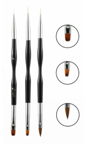 3’lü Çift Taraflı Protez Tırnak Jel Fırça Seti – Nail Art Fırçası