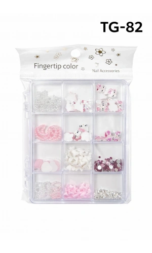 12 Bölmeli Figürlü Tırnak Charm Seti – Karışık Nail Art Süsleme Kutusu