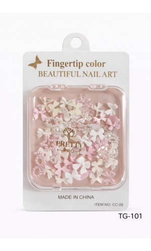 Karışık Fiyonk Tırnak Charm Seti – İnci Detaylı Nail Art Süsleme