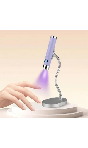 G1 Sensörlü Mini AI UV/LED Tırnak Lambası 5W – Şarjlı Type-C, Manyetik Standlı (Lila)