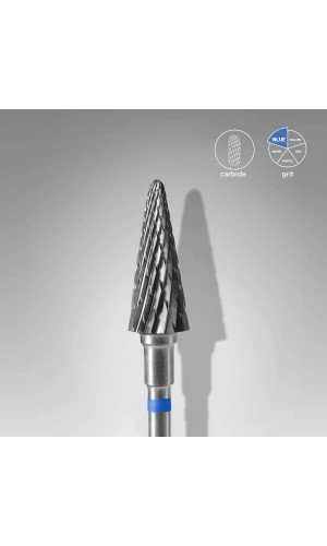 Staleks Sert Alaşım Koni Freze, Mavi, Çap 6 mm / Çalışma Kısmı 14 mm