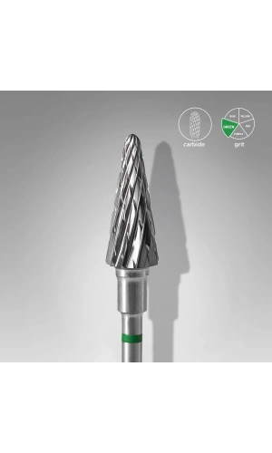 Staleks Sert Alaşım Koni Freze, Yeşil, Çap 6 mm / Çalışma Kısmı 14 mm