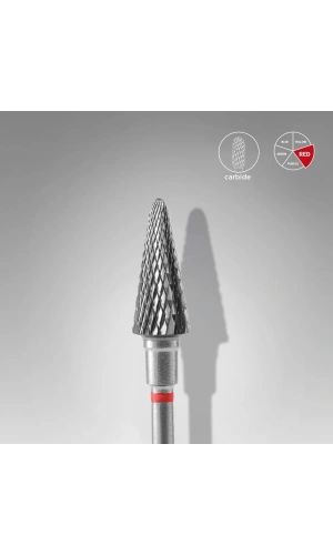 Staleks Sert Alaşım Koni Freze, Kırmızı, Çap 6 mm / Çalışma Kısmı 14 mm, Adet