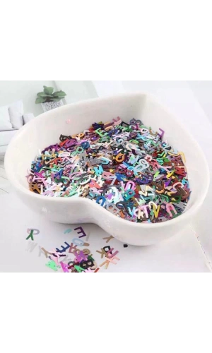 Renkli Metalik Harf Nail Art Süsleri