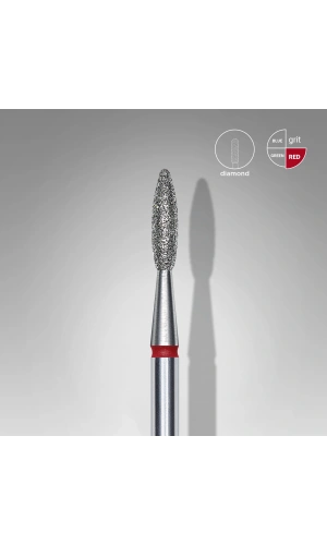 Staleks Elmas Alev Freze, Kırmızı, Çap 2,1 mm, Çalışma Kısmı 8 mm