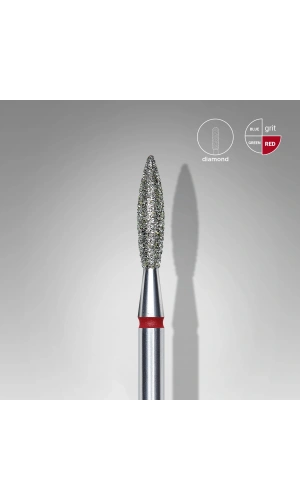 Staleks Elmas Alev Freze, Kırmızı, Çap 2,3 mm, Çalışma Kısmı 10 mm