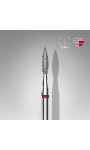 Staleks Elmas Sivri Alev Freze, Kırmızı, Çap 2,1 mm, Çalışma Kısmı 8 mm