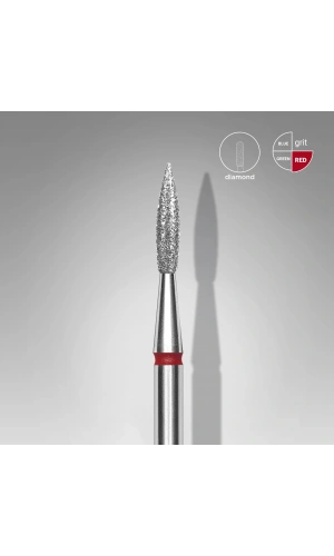 Staleks Elmas Sivri Alev Freze EXPERT, Kırmızı, Çap 2,3 mm, Çalışma Kısmı 8 mm