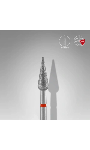 Staleks Elmas Sivri Armut Freze, Kırmızı, Çap 4 mm, Çalışma Kısmı 12 mm