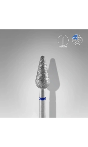 Staleks Elmas Yuvarlanmış Armut Freze, Mavi, Çap 5 mm, Çalışma Kısmı 12 mm