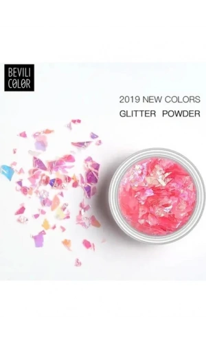 Pembe Holografik Folyo Nail Art Süsleri – Parlak ve Işıltılı