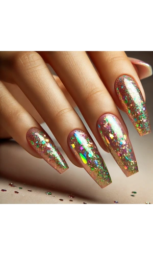 Çok Renkli Holografik Kırılmış Folyo Nail Art Süsleri – Parlak ve Işıltılı