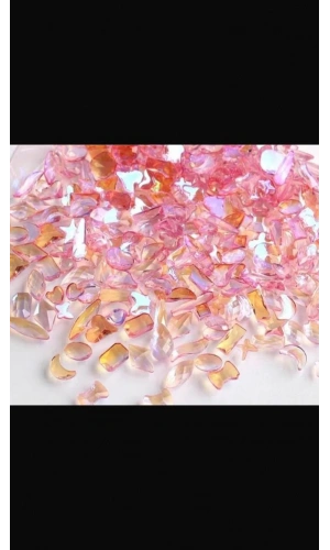 Holografik 3D Karışık Şekilli Nail Art Taşları – Pembe Altın Yansımalar