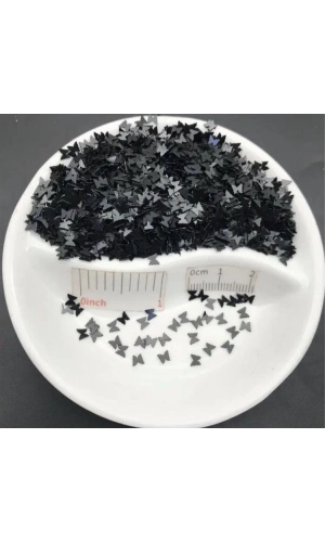 Siyah Holografik Kelebek Nail Art Süsleri