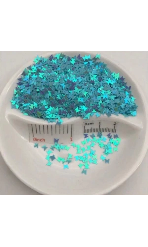 Mavi Holografik Kelebek Nail Art Süsleri – 1000+ Adet