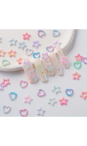 İnci Karışık Şekillerde Tırnak Süsleri Charm - 20 Adet