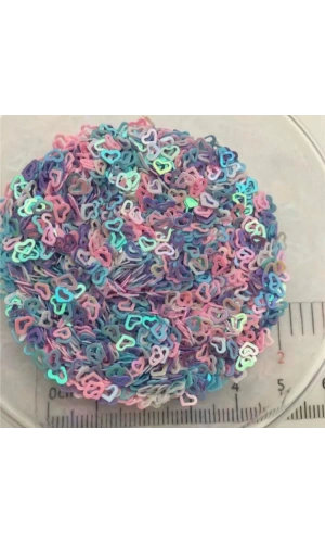 Pastel Holografik Kalp Nail Art Süsleri