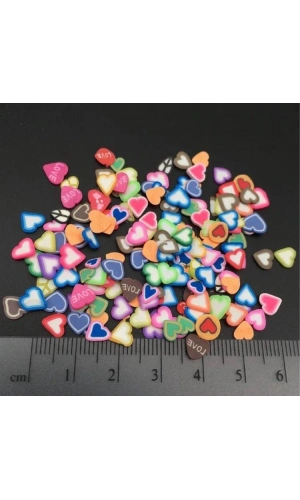 Renkli Polimer Kalp Nail Art Süsleri