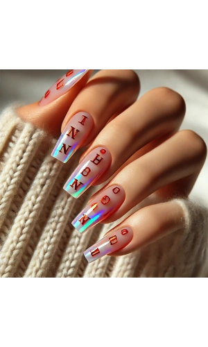 Kırmızı Holografik Harf Nail Art Süsleri