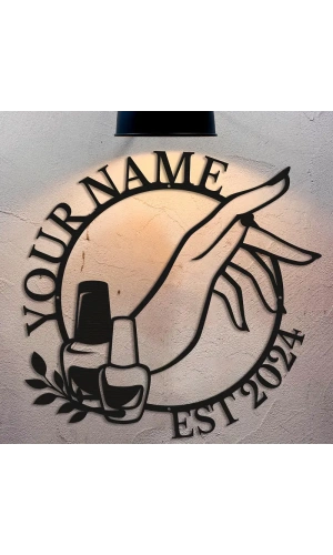 Kişiselleştirilebilir Metal Duvar Dekoru – Tırnak Sanatı Temalı