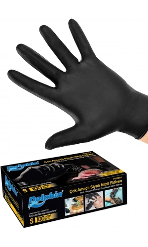 Siyah Nitril Eldiven – Pudrasız, S Beden (100’lü Kutu)