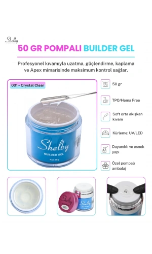 Shelby Pompalı Builder Jel 001 Crystal Clear (Şeffaf) – 50 gr