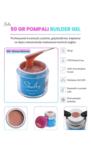 Shelby Pompalı Builder Jel 010 Bronze Shimmer (Simli Bronz) – 50 gr