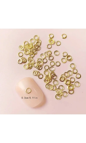 Altın Metal Halka Nail Art Süsleri - 50 Adet