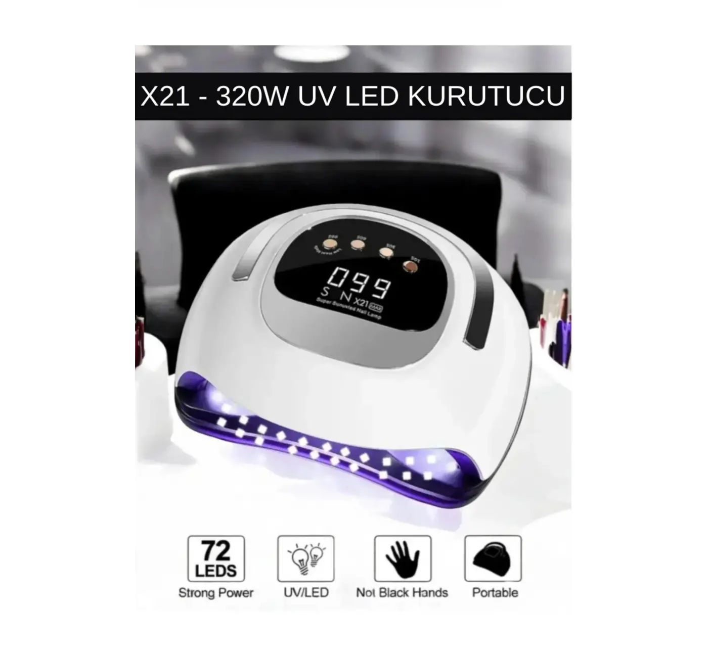 X21 Kalıcı Oje ve Protez Tırnak Kurutucu 72 Leds 320 Watt