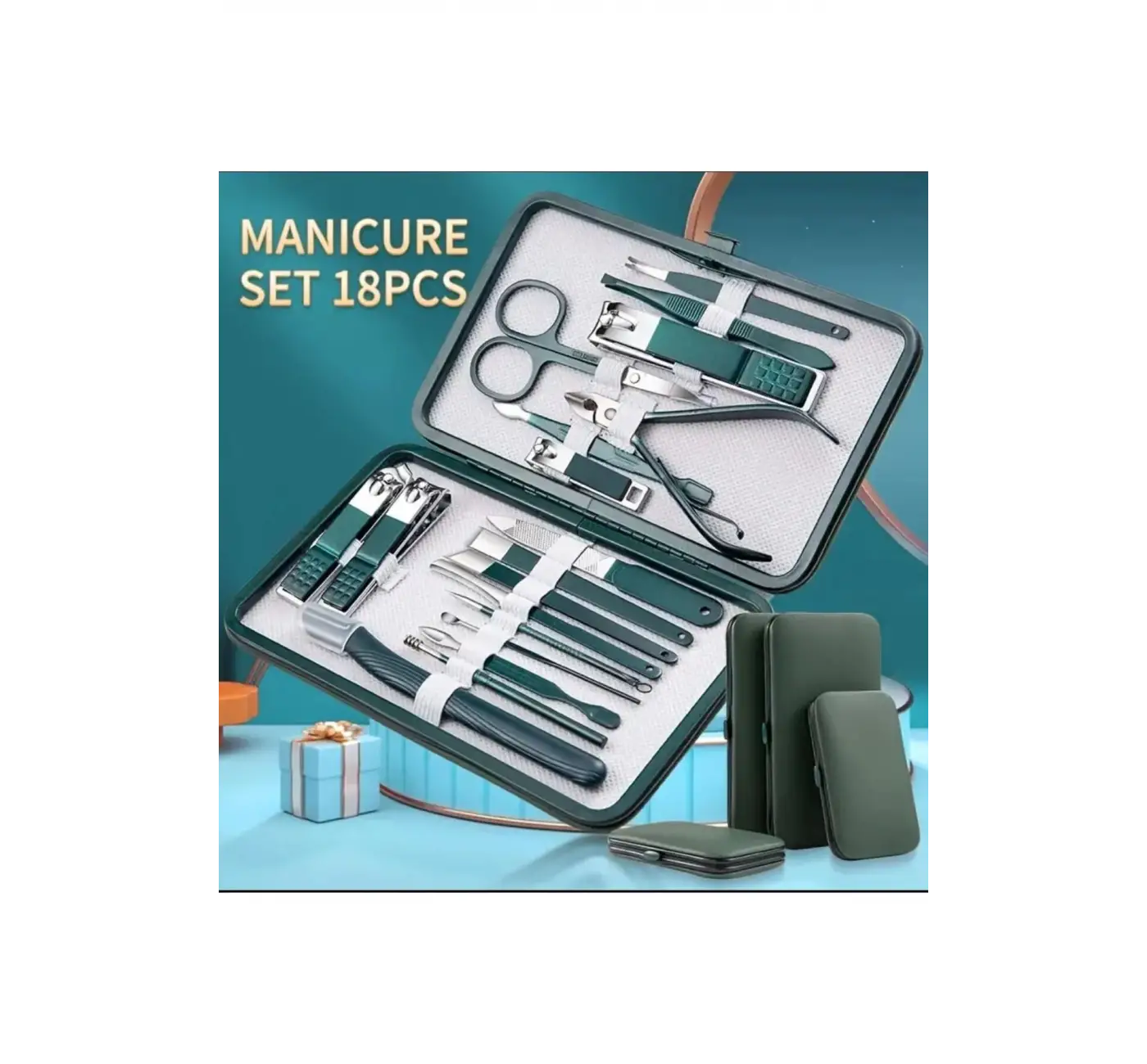 Qnail Professional 18 Parça Tırnak Bakım Seti Paslanmaz Çelik Manikür Pedikür Tırnak Makası Seti Seyahat çantası ile