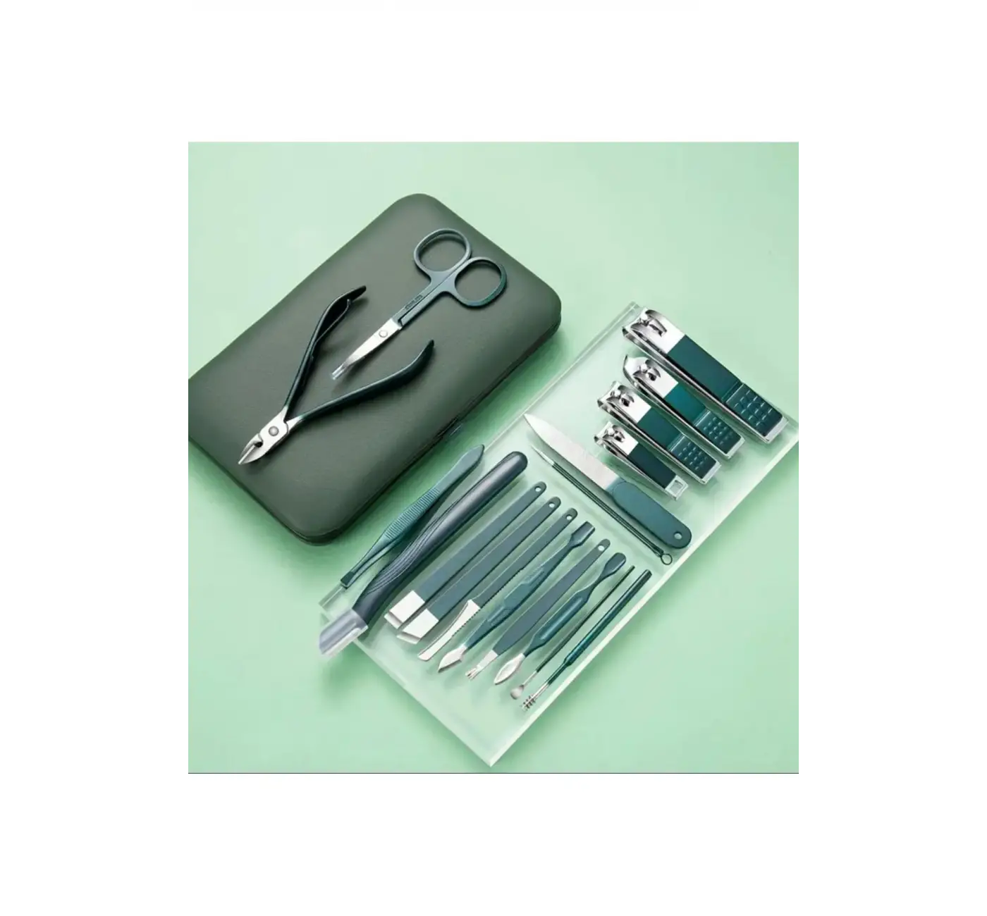 Qnail Professional 18 Parça Tırnak Bakım Seti Paslanmaz Çelik Manikür Pedikür Tırnak Makası Seti Seyahat çantası ile
