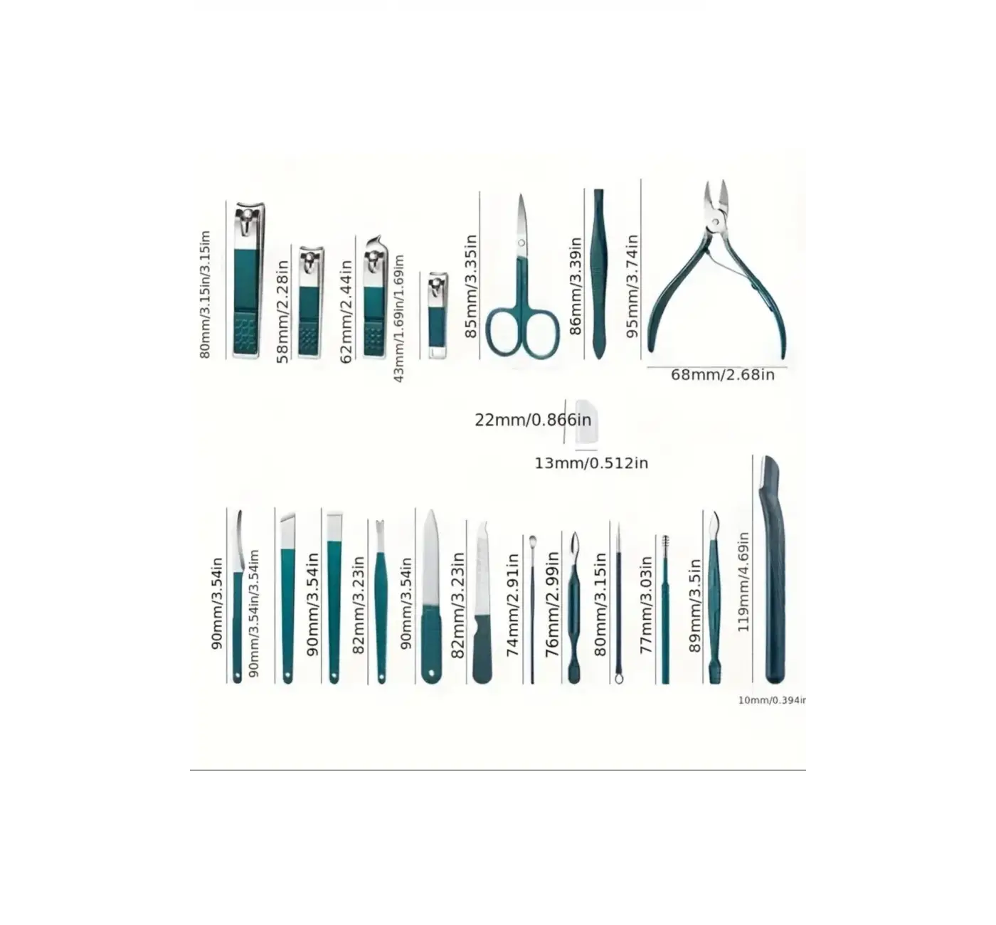 Qnail Professional 18 Parça Tırnak Bakım Seti Paslanmaz Çelik Manikür Pedikür Tırnak Makası Seti Seyahat çantası ile