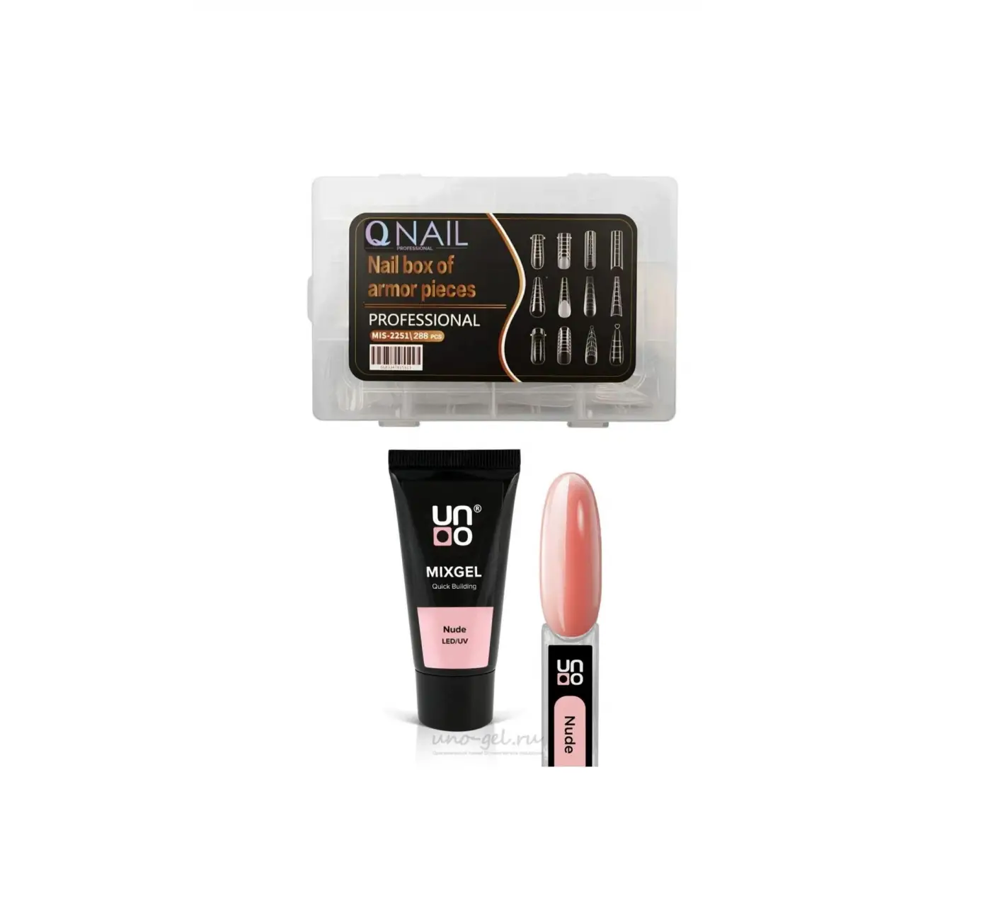 Uno Poly Jel nude LED/UV Protez Tırnak Tips Üst Form Jel Tips 12 Farklı Model Tips SET