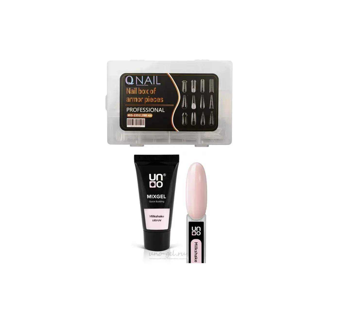 Uno Poly Jel LED UV MilkShake Protez Tırnak Tips Üst Form Jel Tips 12 Farklı Model Tips SET